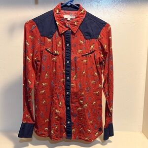 Tin Haul Red and Navy Button Down Shirt